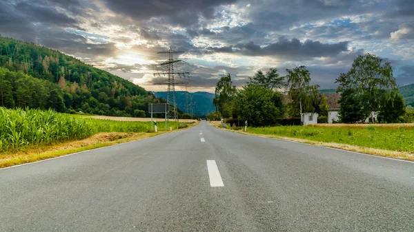 Kuzey Hesse Waldecker Toprakları Almanya Karayolu Manzarası — Stok fotoğraf