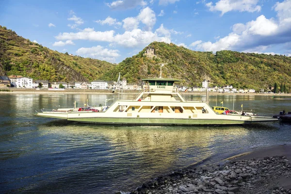 Pasajero Ferry Río Rin Alemania Cerca Goarshausen — Foto de Stock