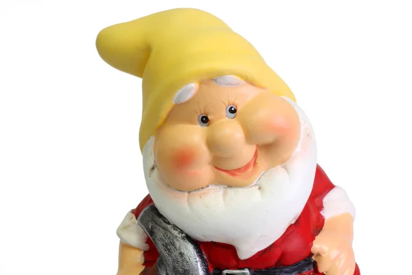 Het Classic Garden Gnome Standbeeld Geïsoleerd Witte Achtergrond — Stockfoto