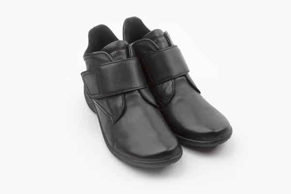 Zapatos Lethar Negros Sobre Fondo Blanco — Foto de Stock