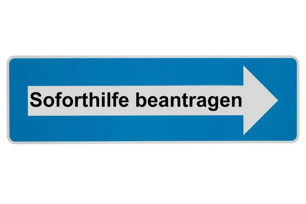 Concept Soforthilfe Beantragen Langue Allemande Signifie Sécurité Économique Arrow Road — Photo