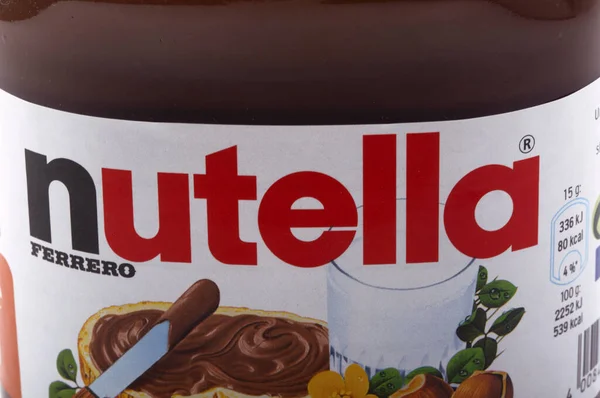 Huettenberg Německo 2020 Lahodná Čokoládová Pomazánka Nutella Lískových Oříšků Značky — Stock fotografie