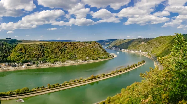 Panorama Vista Para Rio Rhine Famoso Lorely Alemanha — Fotografia de Stock