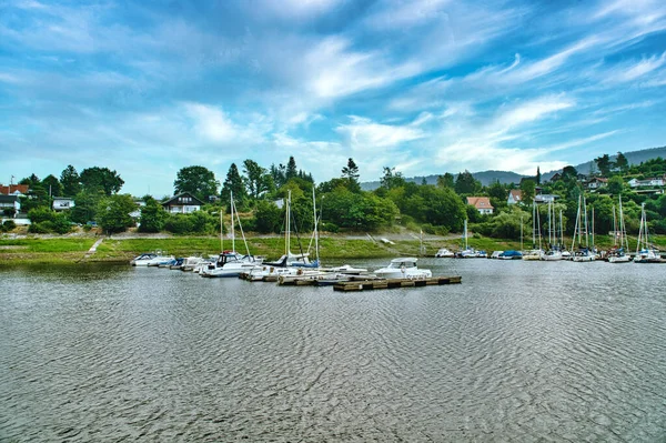 Edersee Nordhessen Tyskland Med Båtar — Stockfoto