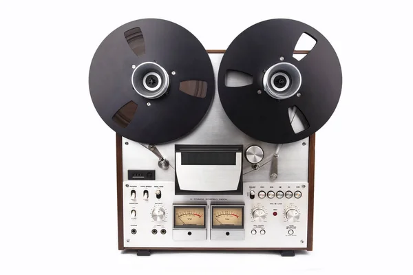 Reel Bis Reel Audio Tonbandgerät Isoliert Auf Weißem Hintergrund — Stockfoto