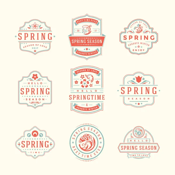 Frühling typografische Abzeichen Design-Set. — Stockvektor