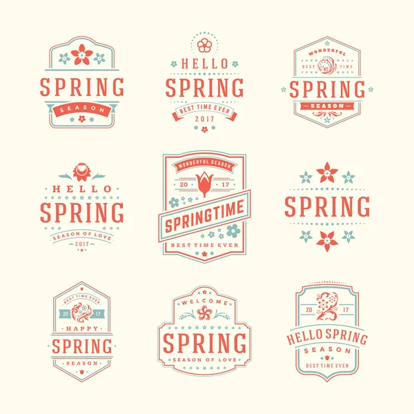 Frühling typografische Abzeichen Design-Set. — Stockvektor