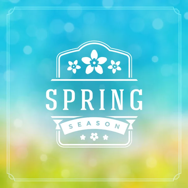 Tarjeta de felicitación de diseño tipográfico de vectores de insignia de primavera — Vector de stock
