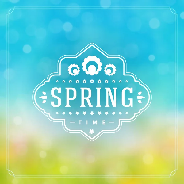 Spring Badge Vector Typographic Design Greeting Card. — Stock Vector