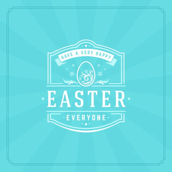 Joyeuse carte de vœux de Pâques Modèle de texte et conception vectorielle de badge — Image vectorielle
