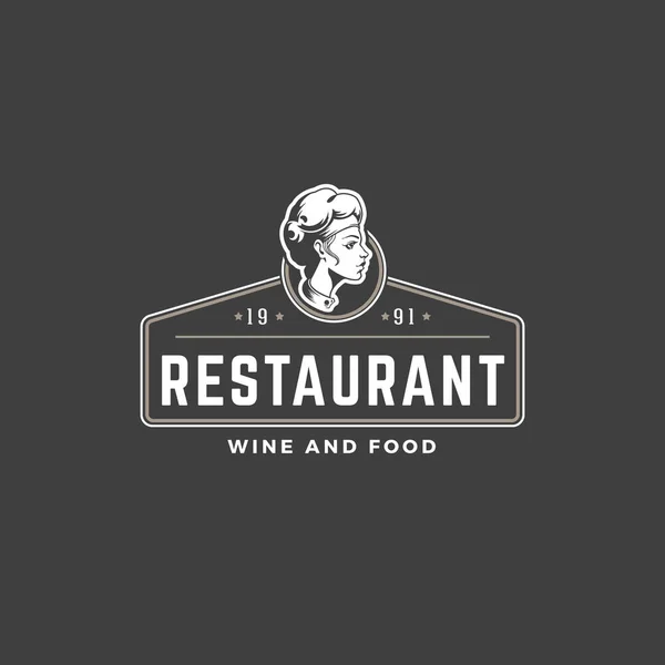 Restaurante logotipo modelo vetor objeto para logotipo ou emblema Design. — Vetor de Stock