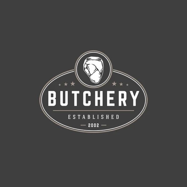 Butchery shop logotyp mall vector-objekt för logotyp eller märke Design. — Stock vektor