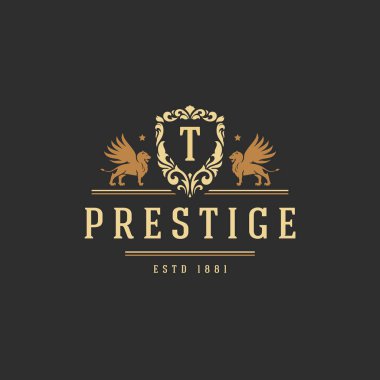 Logo veya rozet tasarım için lüks monogram logo şablonu vektör nesnesi.