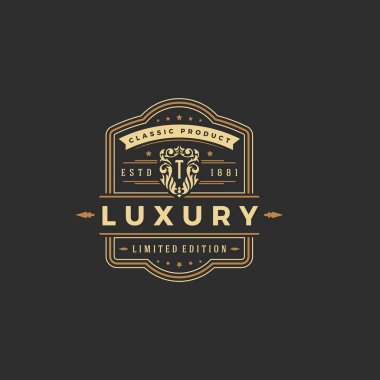 Logo veya rozet tasarım için lüks monogram logo şablonu vektör nesnesi.