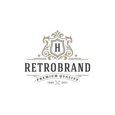 Logo veya rozet tasarım için lüks monogram logo şablonu vektör nesnesi.