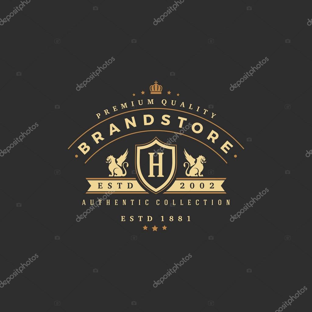 Luxury monogram logo template vector object for logotype or badge Design. Trendy vintage royal ornament frame illustration, good for fashion boutique, alcohol or hotel brand.