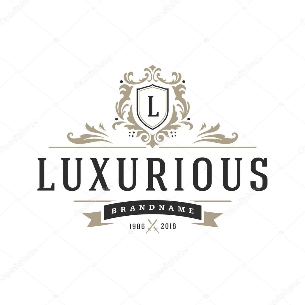 Luxury monogram logo template vector object for logotype or badge Design. Trendy vintage royal ornament frame illustration, good for fashion boutique, alcohol or hotel brand.