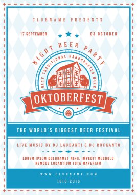 Oktoberfest bira Festivali kutlama poster veya el ilanı şablonu retro tipografi.