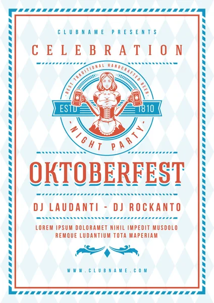 Oktoberfest festival de cerveza celebración cartel o volante plantilla tipografía retro . — Vector de stock