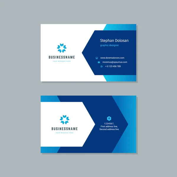 Diseño de tarjetas de visita plantilla de colores azules de moda — Vector de stock