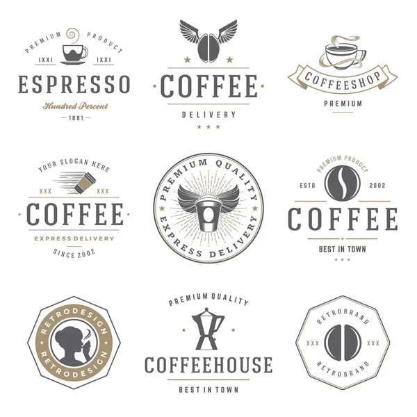 Coffee Shop Logotipos conjunto de modelos . — Vetor de Stock