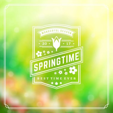 Bahar rozet vektör Tipografik Tasarım tebrik kartı.