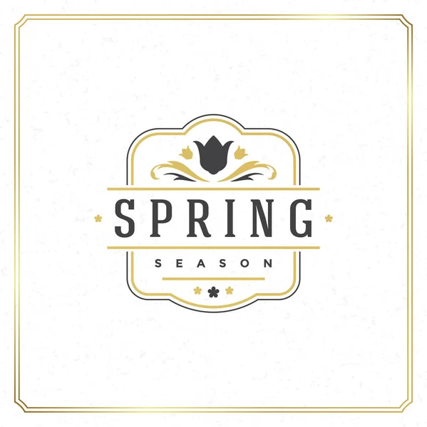 Spring Badge Vector Typographic Design Vintage Greeting Card — Stock Vector