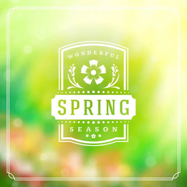 Spring Badge Vector Typographic Design Greeting Card. — Stock Vector