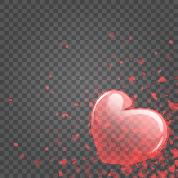 Серця конфетті боке вогні ізольовані на фоні прозорості Векторні ілюстрації — стоковий вектор