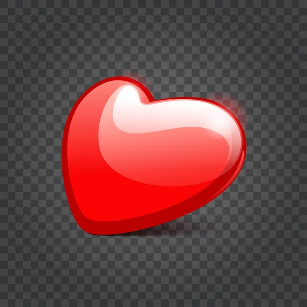 Κόκκινο λαμπερό σχήμα καρδιάς απομονώνονται στην απεικόνιση διάνυσμα φόντο διαφάνειας — Διανυσματικό Αρχείο