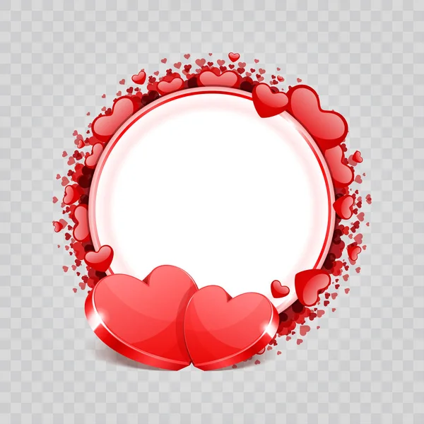 Dos corazones brillantes rojos formas aisladas en la transparencia ilustración vector de fondo — Vector de stock