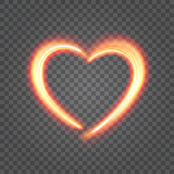 Coeur de feu isolé sur fond transparent illustration vectorielle — Image vectorielle