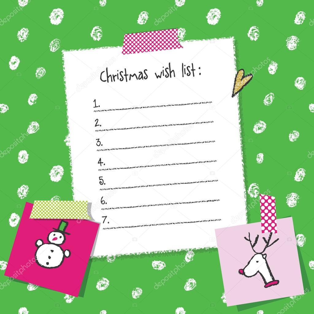 Jul önskelista mall. Handritad element. Utskrivbara design — Stock