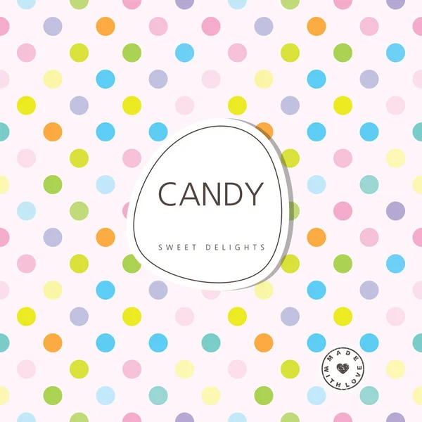 Candy background - sweet delights. Background with label. Design — Stock Vector