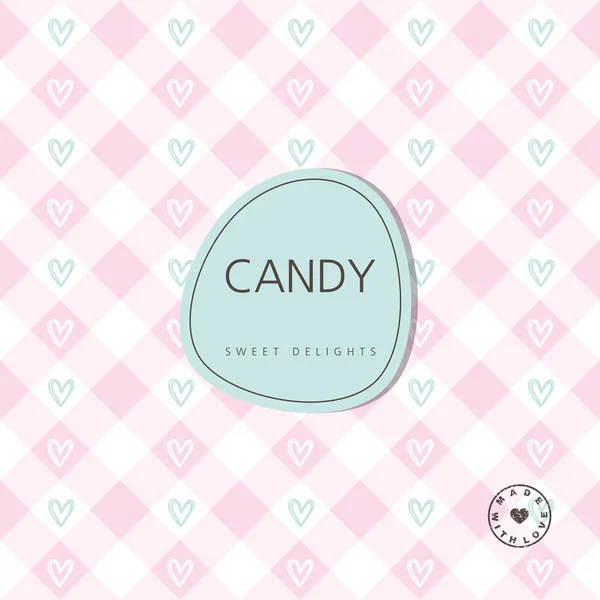 Candy achtergrond - zoete lekkernijen. Achtergrond met label. Ontwerp — Stockvector