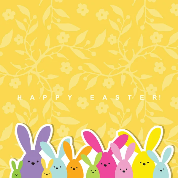 复活节贺卡。模板。小兔子家族. — 图库矢量图片