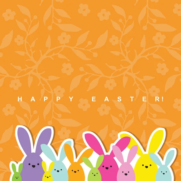 复活节贺卡。模板。小兔子家族. — 图库矢量图片
