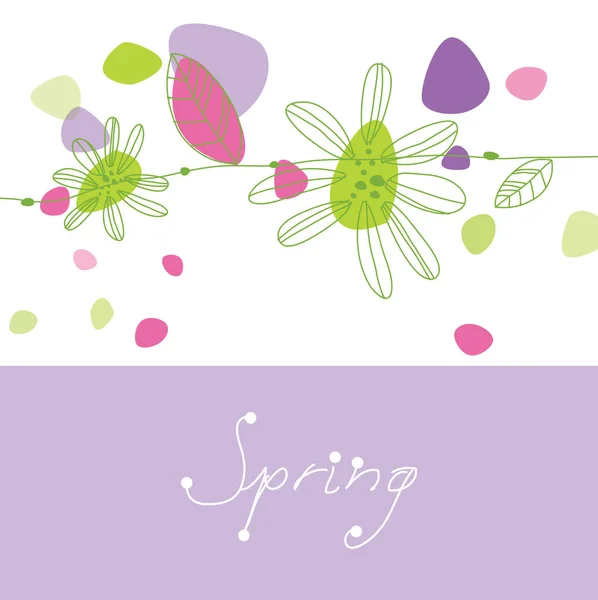 봄 시간입니다. 봄 꽃입니다. 인사말 카드 서식 파일 복사 공간. — 스톡 벡터