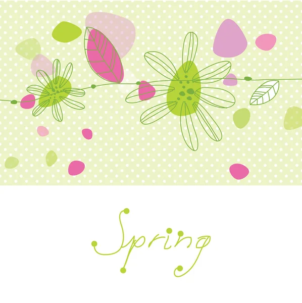Au printemps. Fleurs printanières. Modèle de carte de vœux avec espace de copie . — Image vectorielle