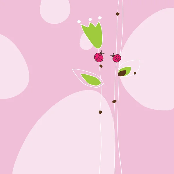 贺卡。与瓢虫的春花。复活节贺卡. — 图库矢量图片