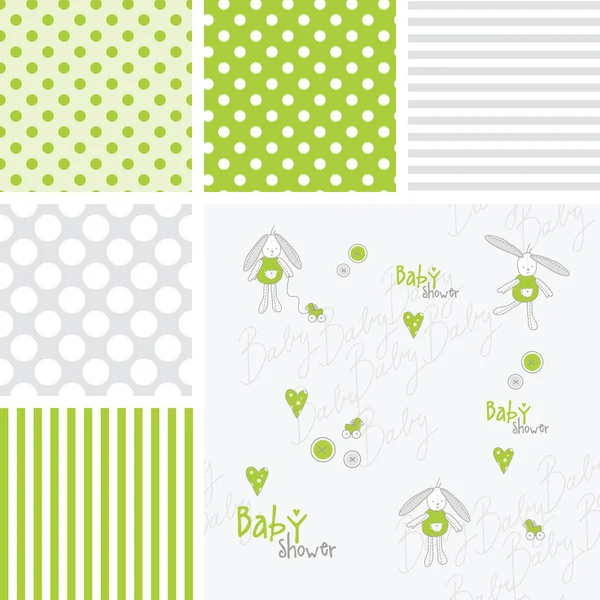 Set of baby shower patterns. Semless patterns. — Stock Vector