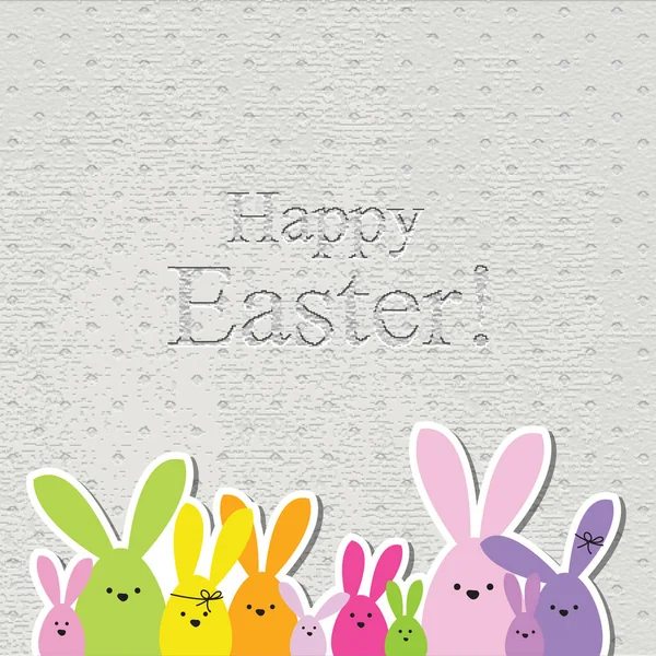 Easter card with copy space. Bunny family. Stone engraved background. — Stock Vector