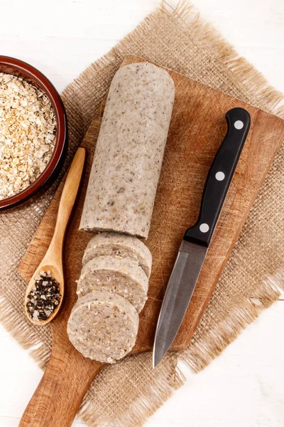 Homemade irish white pudding with oatmeal and spices — Stock Photo, Image