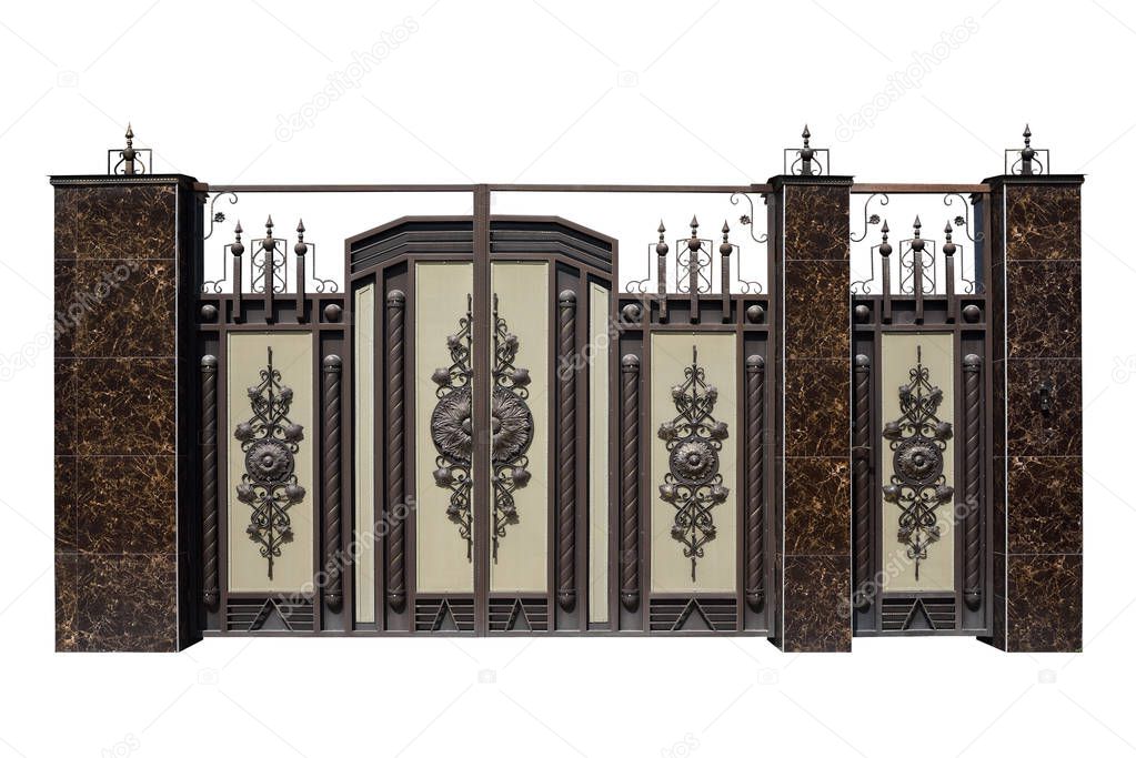 Forged gates and door with decor.