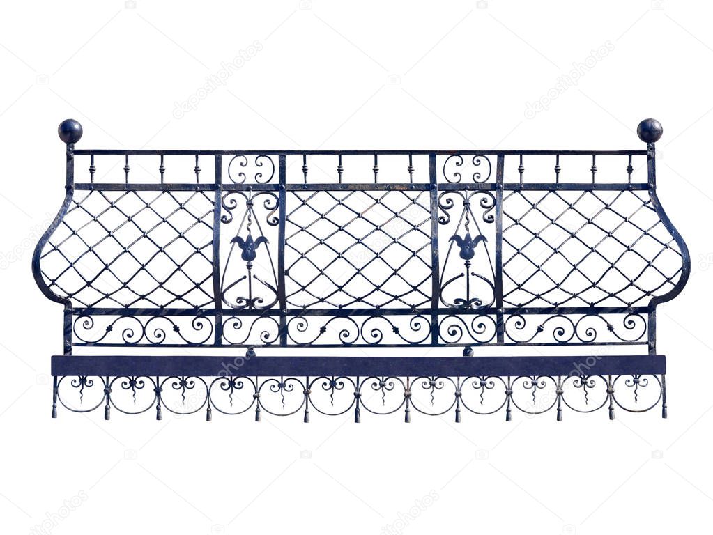 Old openwork wrought iron balcony.