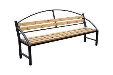 Basit bir park bankı. Beyaz arkaplan üzerinde izole edilmiş.