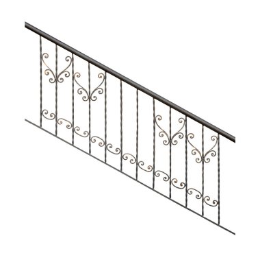 Modern demir parmaklık merdivenleri. Beyaz arkaplan üzerinde izole edilmiş.