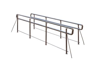 New stainless steel railing. Isolated on a white  background. clipart