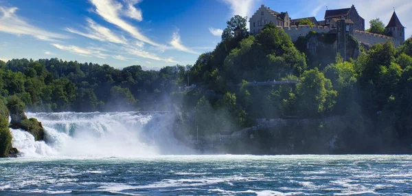 Den Berömda Rhine Faller Schweiziska Nära Staden Schaffhausen Solig Dag — Stockfoto