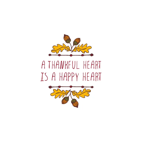 Thanksgiving label met tekst op witte achtergrond — Stockvector